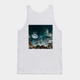 Blue Ocean Waves And Yellow Sand Tank Top